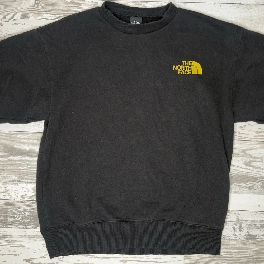 The North Face‎ Sweatshirt Mens Small Black Logo Back Graphic Fleece Pullover